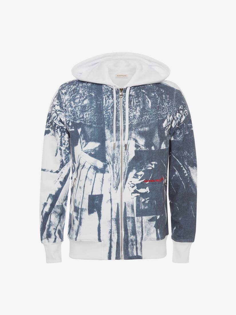 Sudaderas Alexander McQueen Trompe-L'œil Printed Hooded Hombre - Azules - Mexico 143-NCFDRM